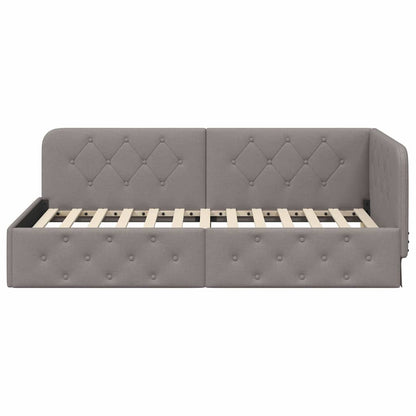 Hoekbedframe met hoofdeinde Taupe 100 x 200 cm Stof