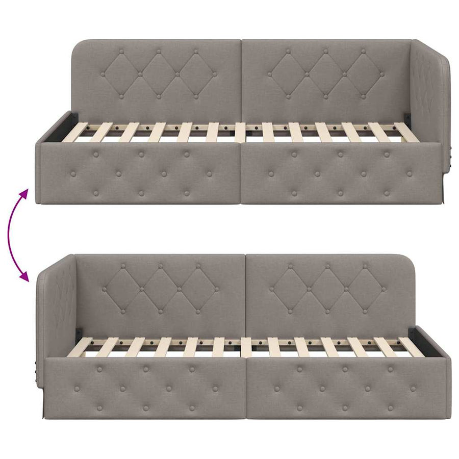 Hoekbedframe met hoofdeinde Taupe 100 x 200 cm Stof