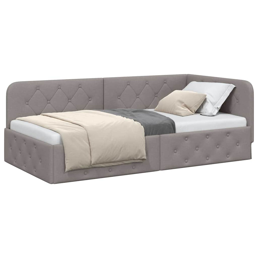 Hoekbedframe met hoofdeinde Taupe 100 x 200 cm Stof