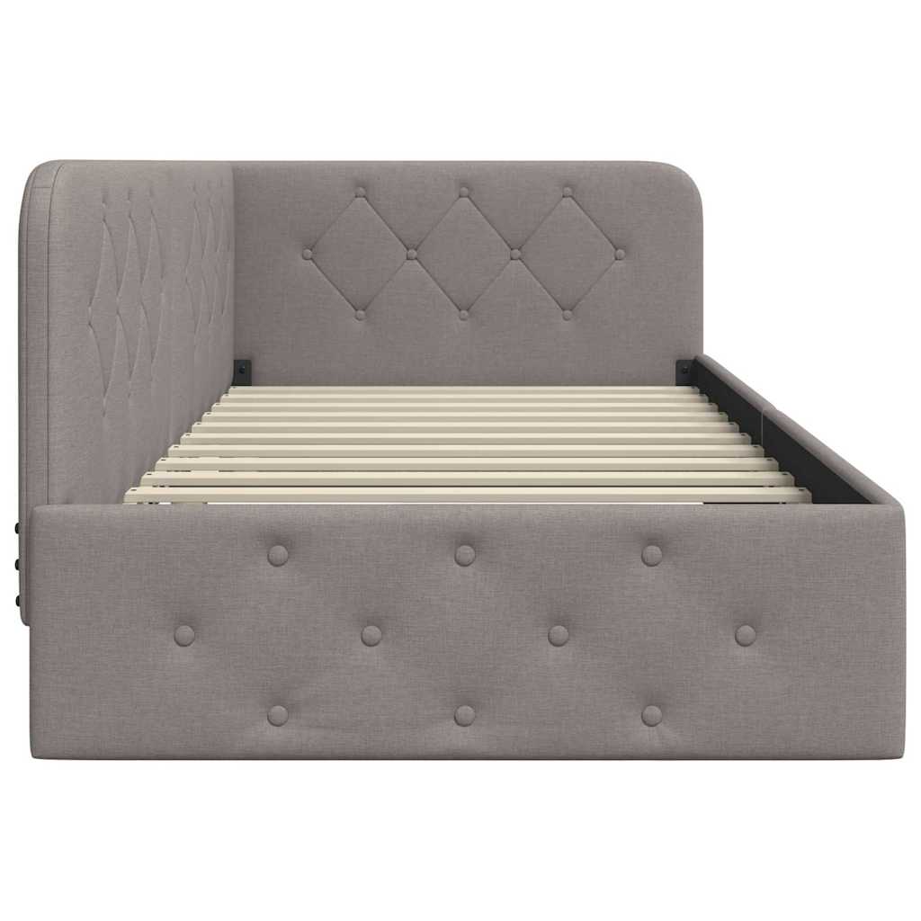 Hoekbedframe met hoofdeinde Taupe 100 x 200 cm Stof