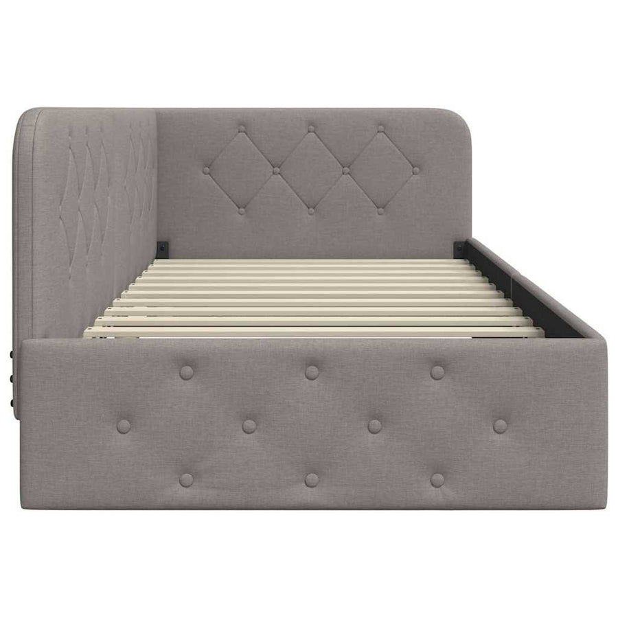 Hoekbedframe met hoofdeinde Taupe 100 x 200 cm Stof