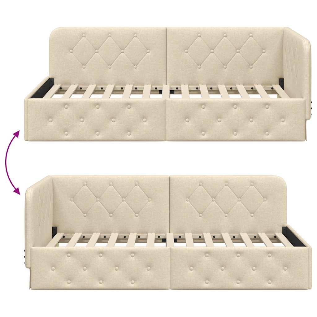 Hoekbedframe met hoofdeinde Crème 100 x 200 cm Stof