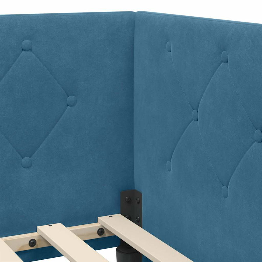 Hoekbedframe met hoofdeinde Blauw 80 x 200 cm Fluweel