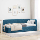 Corner Bed Frame with Headboard Blue 80 x 200 cm Velvet