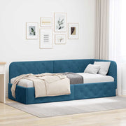 Hoekbedframe 80x200 cm blauw fluweel