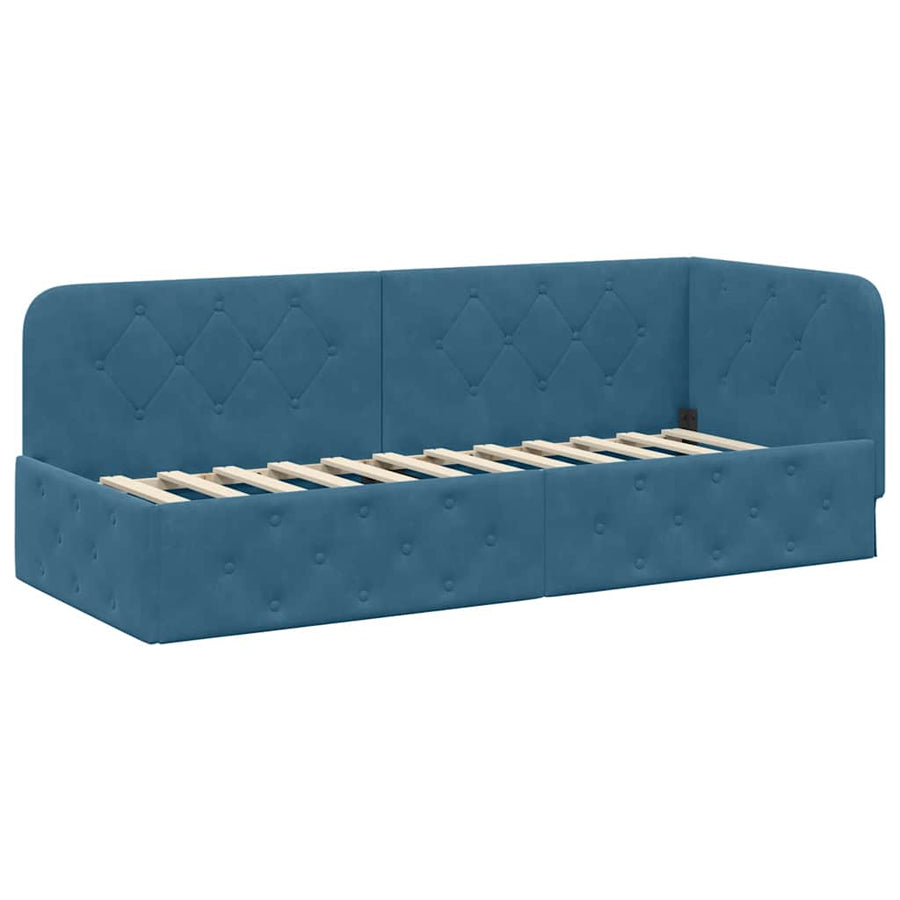 Hoekbedframe met hoofdeinde Blauw 80 x 200 cm Fluweel