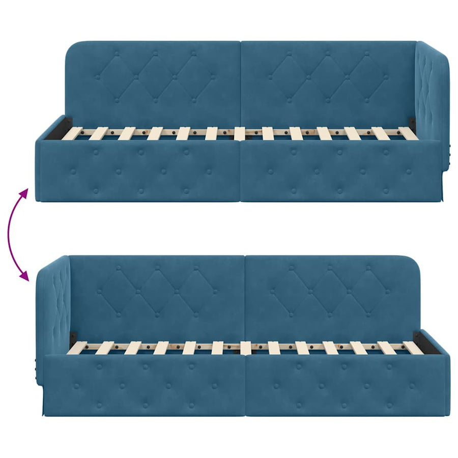 Hoekbedframe met hoofdeinde Blauw 80 x 200 cm Fluweel