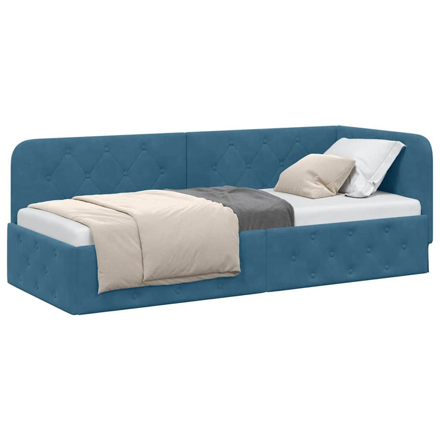 Hoekbedframe met hoofdeinde Blauw 80 x 200 cm Fluweel
