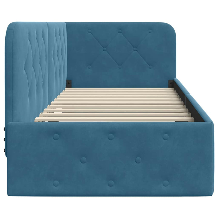 Hoekbedframe met hoofdeinde Blauw 80 x 200 cm Fluweel