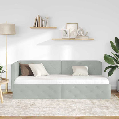 Hoekbedframe met hoofdeinde Lichtgrijs 80 x 200 cm Fluweel