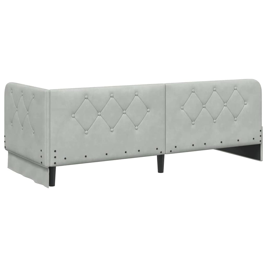 Hoekbedframe met hoofdeinde Lichtgrijs 80 x 200 cm Fluweel