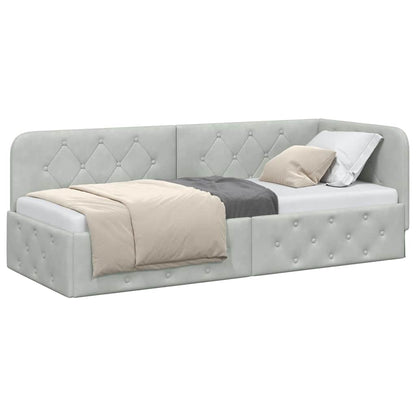 Hoekbedframe met hoofdeinde Lichtgrijs 80 x 200 cm Fluweel