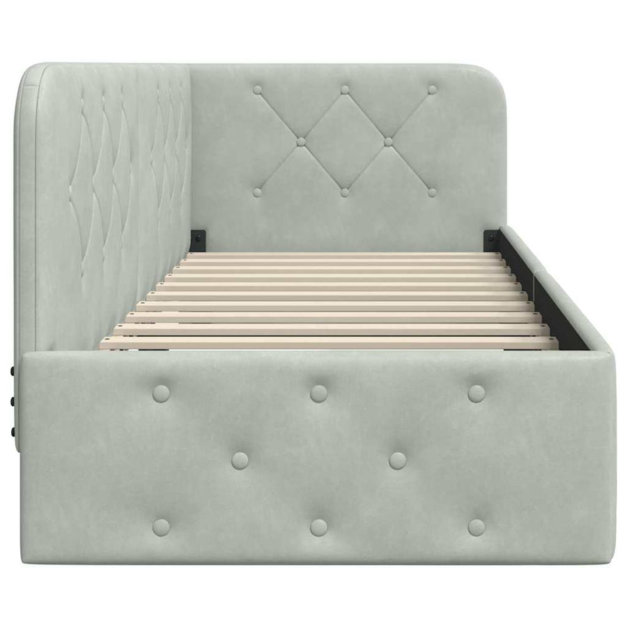 Hoekbedframe met hoofdeinde Lichtgrijs 80 x 200 cm Fluweel