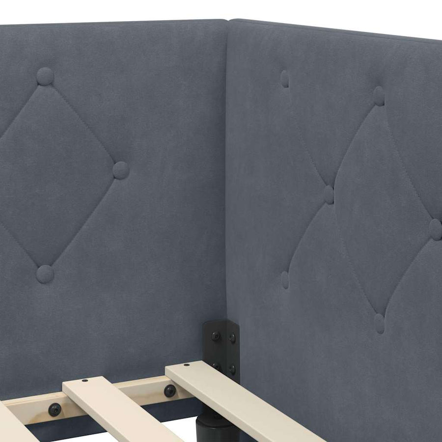 Hoekbedframe met hoofdeinde Donkergrijs 80 x 200 cm Fluweel