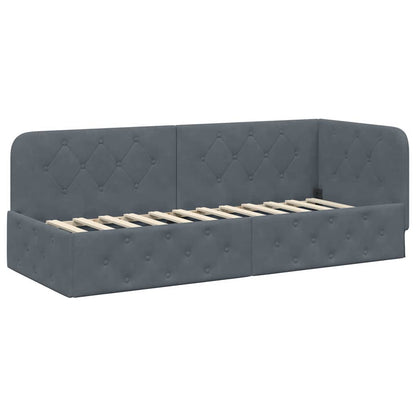 Hoekbedframe met hoofdeinde Donkergrijs 80 x 200 cm Fluweel