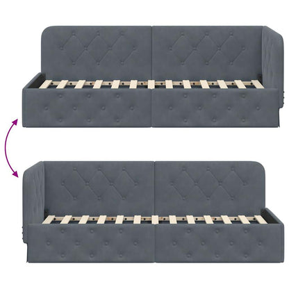 Hoekbedframe met hoofdeinde Donkergrijs 80 x 200 cm Fluweel