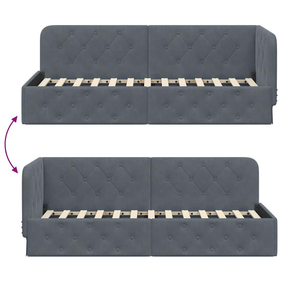 Hoekbedframe met hoofdeinde Donkergrijs 80 x 200 cm Fluweel