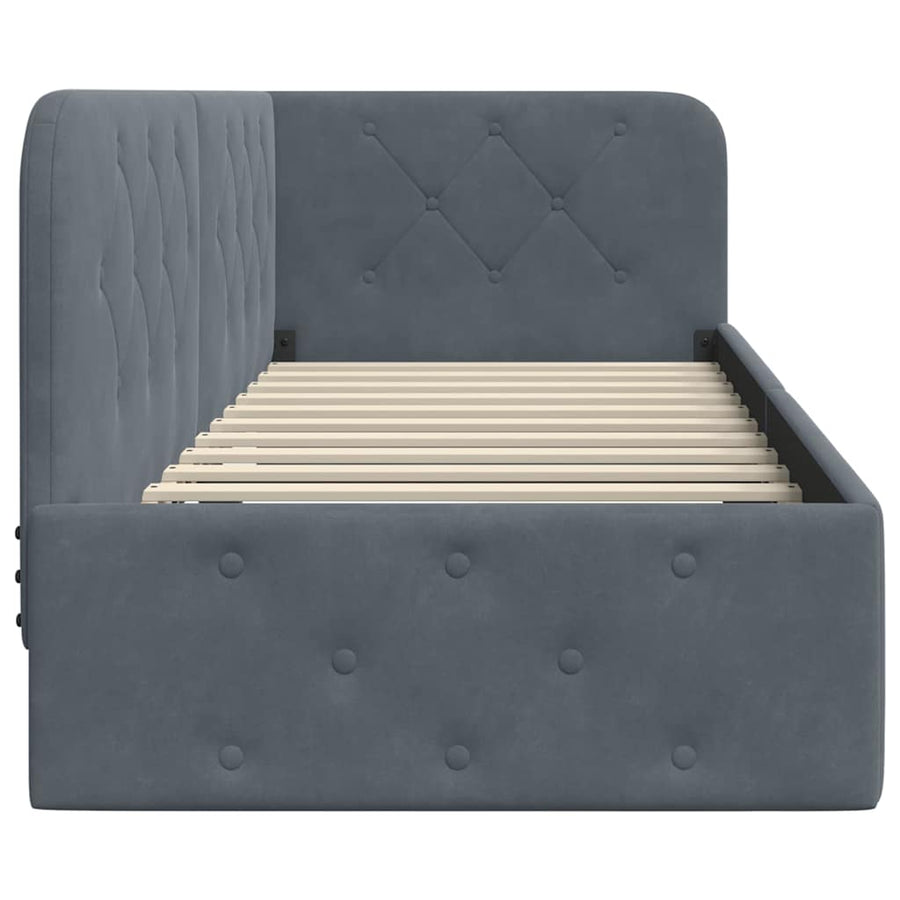 Hoekbedframe met hoofdeinde Donkergrijs 80 x 200 cm Fluweel