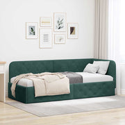 Hoekbedframe 80x200 cm donkergroen fluweel