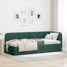 Hoekbedframe met hoofdeinde Donkergroen 80 x 200 cm Fluweel