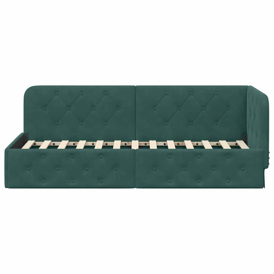 Hoekbedframe met hoofdeinde Donkergroen 80 x 200 cm Fluweel