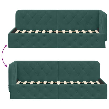 Hoekbedframe met hoofdeinde Donkergroen 80 x 200 cm Fluweel