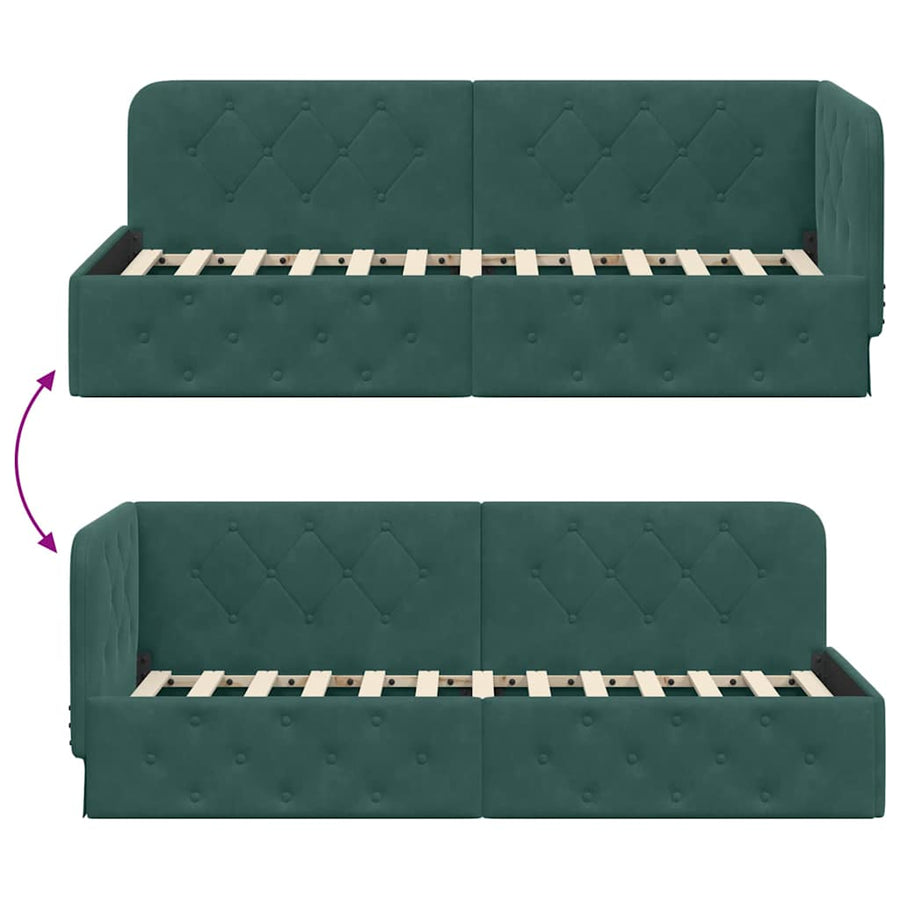 Hoekbedframe met hoofdeinde Donkergroen 80 x 200 cm Fluweel