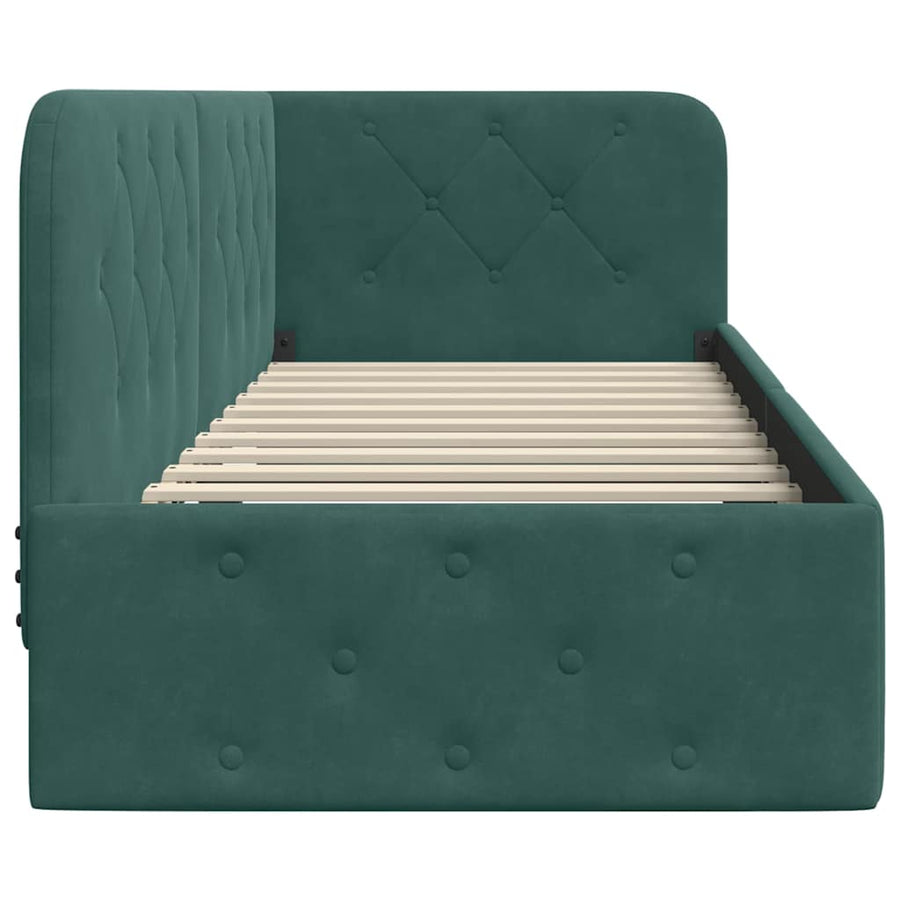 Hoekbedframe met hoofdeinde Donkergroen 80 x 200 cm Fluweel