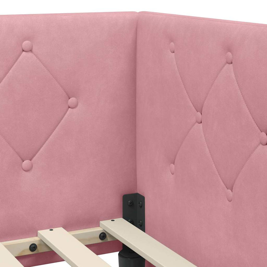 Hoekbedframe met hoofdeinde Roze 80 x 200 cm Fluweel