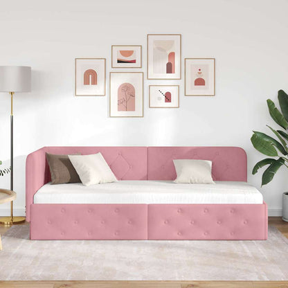 Hoekbedframe met hoofdeinde Roze 80 x 200 cm Fluweel