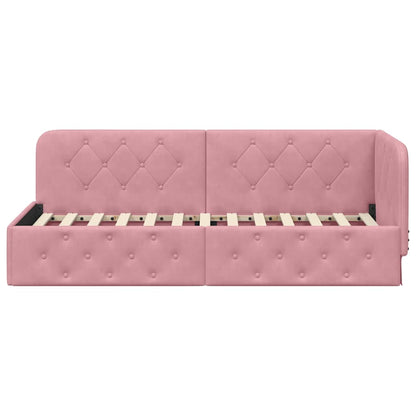 Hoekbedframe met hoofdeinde Roze 80 x 200 cm Fluweel