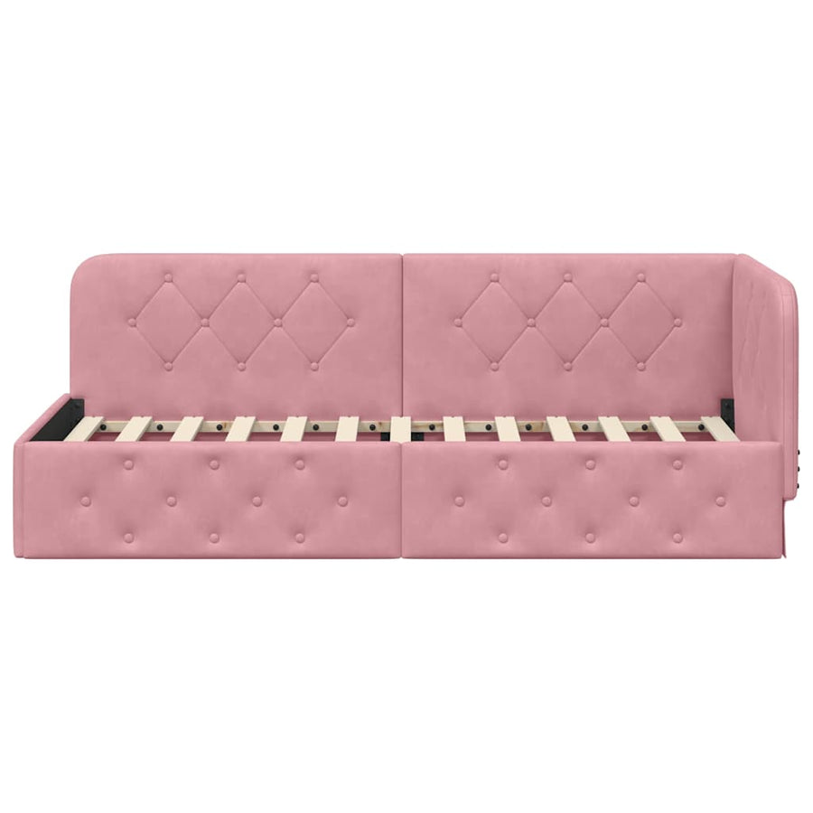 Hoekbedframe met hoofdeinde Roze 80 x 200 cm Fluweel