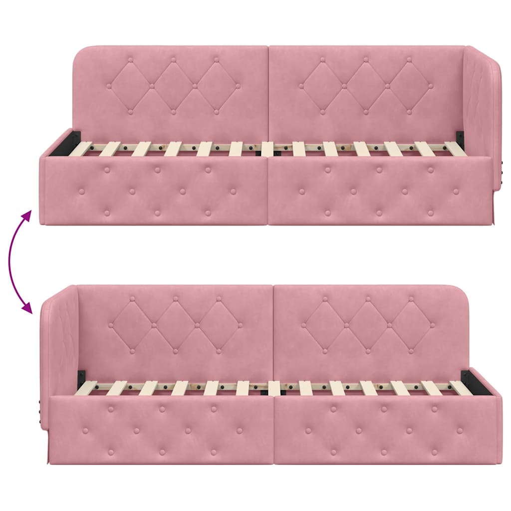 Hoekbedframe met hoofdeinde Roze 80 x 200 cm Fluweel