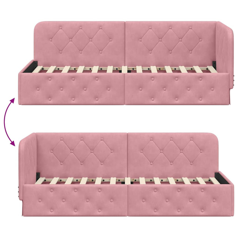 Hoekbedframe met hoofdeinde Roze 80 x 200 cm Fluweel