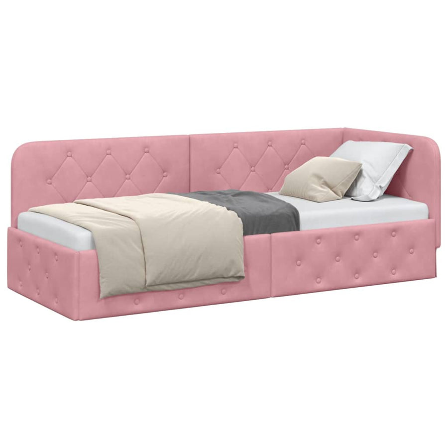 Hoekbedframe met hoofdeinde Roze 80 x 200 cm Fluweel
