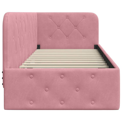 Hoekbedframe met hoofdeinde Roze 80 x 200 cm Fluweel