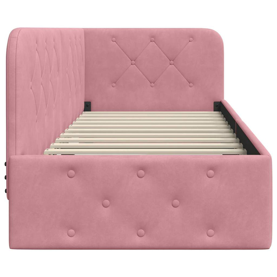 Hoekbedframe met hoofdeinde Roze 80 x 200 cm Fluweel
