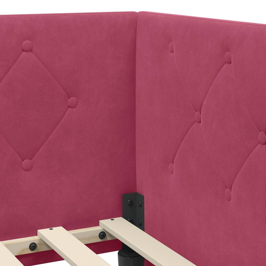 Hoekbedframe met hoofdeinde Wijnrood 80 x 200 cm Fluweel