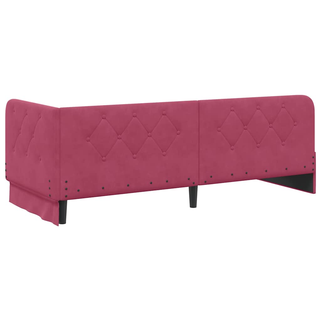 Hoekbedframe met hoofdeinde Wijnrood 80 x 200 cm Fluweel