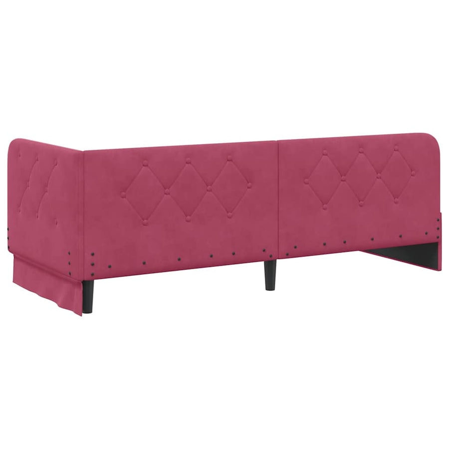 Hoekbedframe met hoofdeinde Wijnrood 80 x 200 cm Fluweel