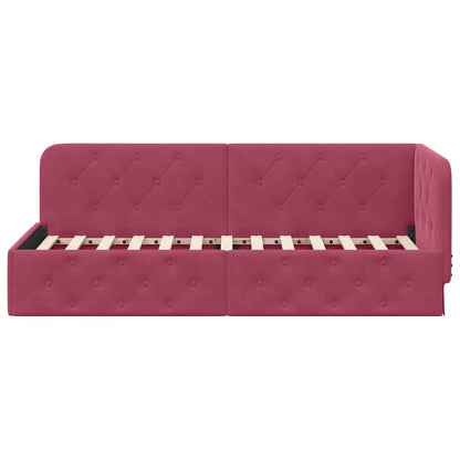 Hoekbedframe met hoofdeinde Wijnrood 80 x 200 cm Fluweel