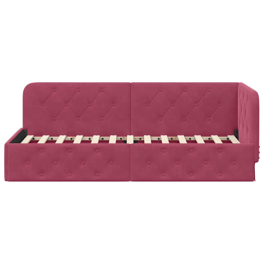 Hoekbedframe met hoofdeinde Wijnrood 80 x 200 cm Fluweel
