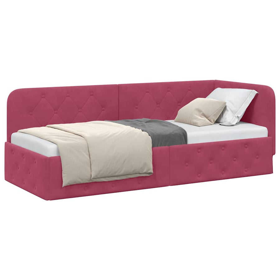 Hoekbedframe met hoofdeinde Wijnrood 80 x 200 cm Fluweel