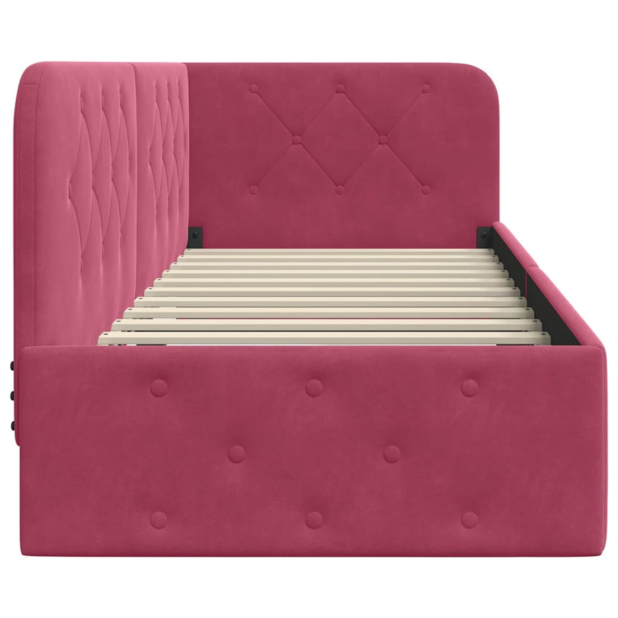 Hoekbedframe met hoofdeinde Wijnrood 80 x 200 cm Fluweel