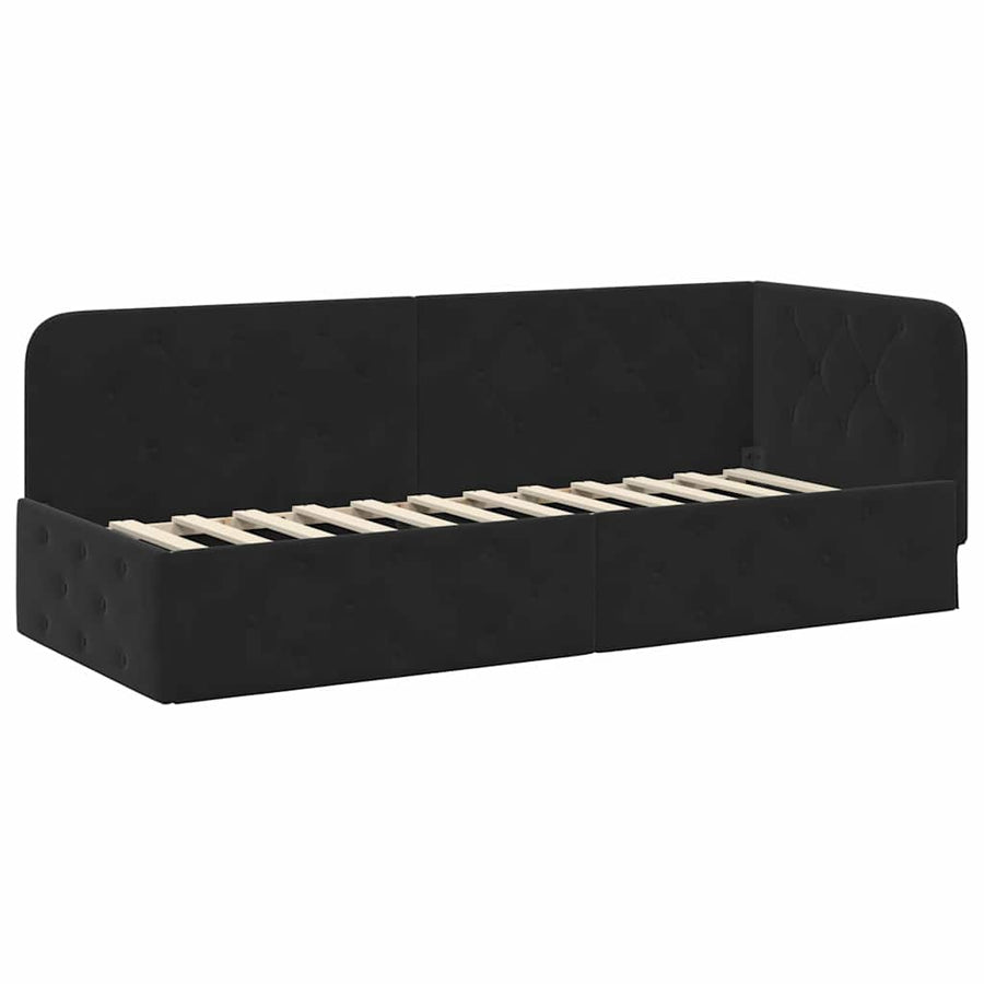 Hoekbedframe met hoofdeinde Zwart 80 x 200 cm Fluweel