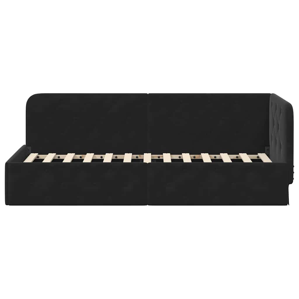 Hoekbedframe met hoofdeinde Zwart 80 x 200 cm Fluweel