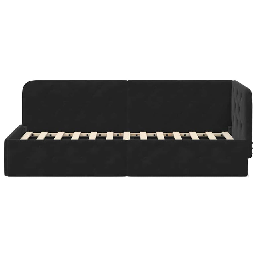 Hoekbedframe met hoofdeinde Zwart 80 x 200 cm Fluweel