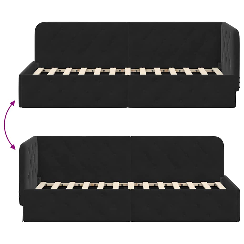 Hoekbedframe met hoofdeinde Zwart 80 x 200 cm Fluweel