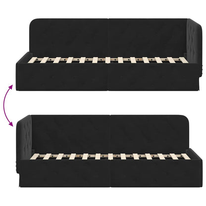 Hoekbedframe met hoofdeinde Zwart 80 x 200 cm Fluweel