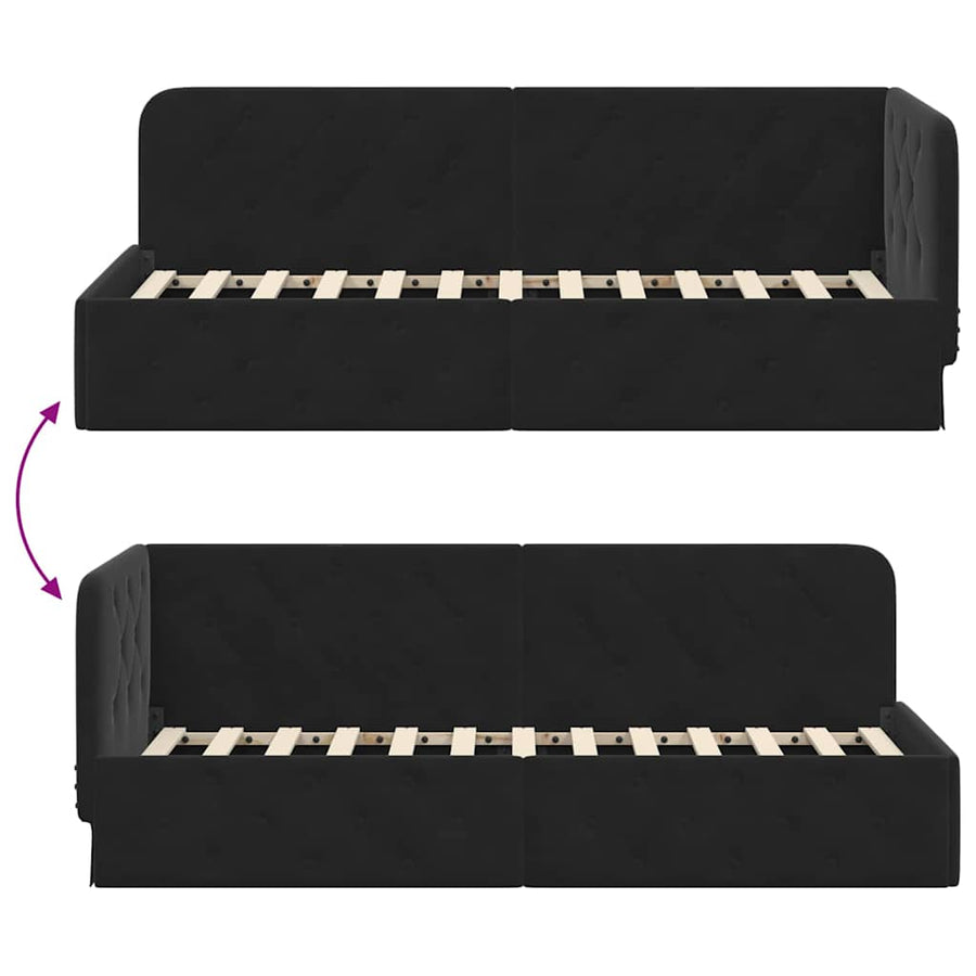 Hoekbedframe met hoofdeinde Zwart 80 x 200 cm Fluweel